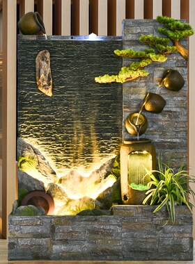 极速田园中式流水墙水幕墙屏风阳台装饰摆件招财客厅酒.店花园庭