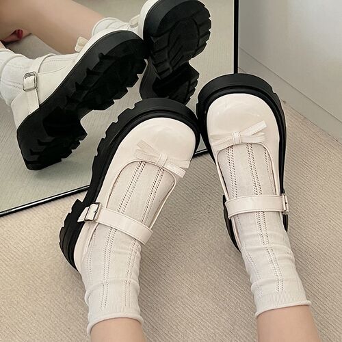新品厚底玛丽珍小皮鞋女2r026春季新款蝴蝶结日系jk圆头浅口英伦