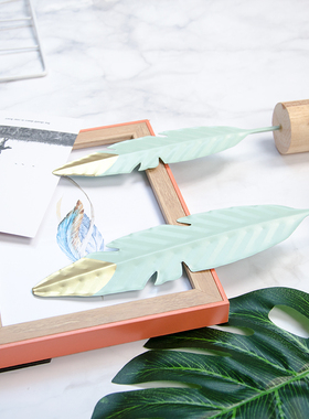 极速创意ins小清新大羽u毛装饰品北欧式客厅酒柜铁艺摆件现代拍照