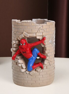 极速卡通创意可爱蜘蛛侠笔v筒办公室桌面摆件生日礼物男学生儿童