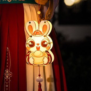 极速元宵节灯笼发光可爱兔s子手提正月十五儿童手工DIY制作发光花