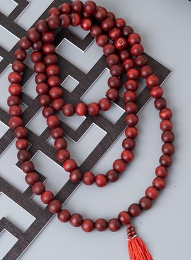 极速佛珠108h颗红色桃木鲁智深大和尚同款108颗54颗花果菩提根佛
