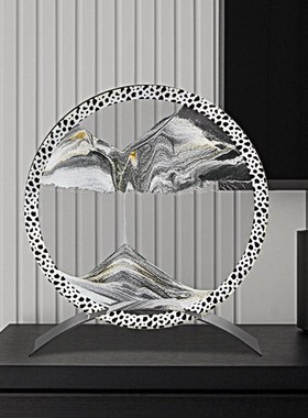 极速3D立体沙漏画 圆形s玻璃工艺品创意礼品办公桌 花纹摆件流沙