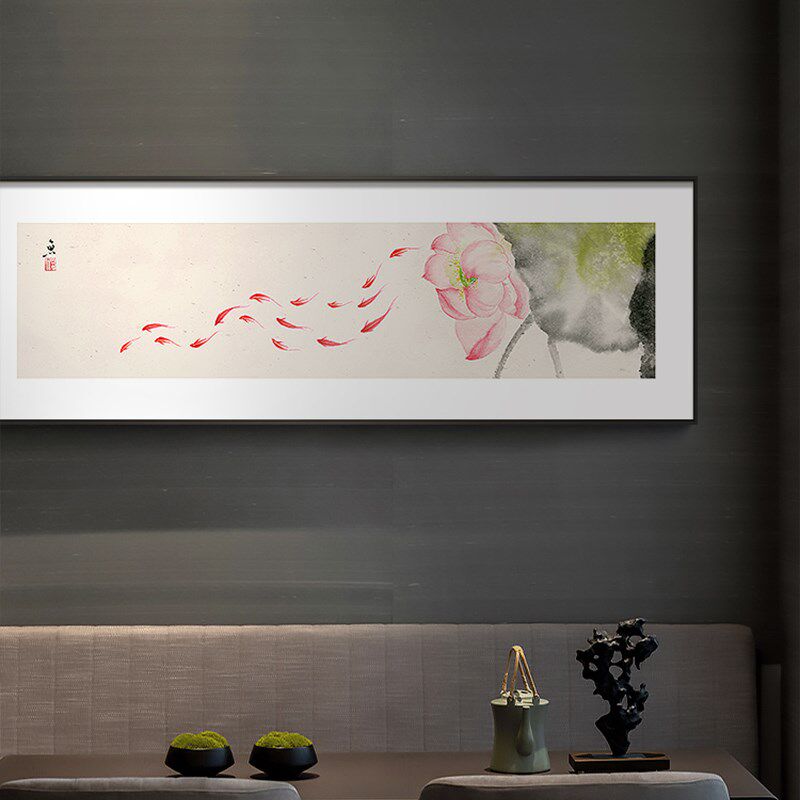 新品新中式客厅沙发背景墙装x饰画金玉兰横幅卧室床头画中国风茶