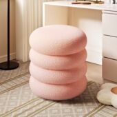 奶油风化妆凳家用网红梳妆台凳子女生卧室轻奢高级感圆凳化妆椅子