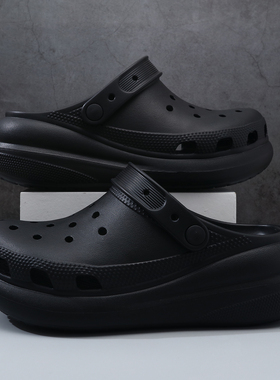 白敬亭同款泡芙洞洞鞋男女款2025新款云朵厚底防滑沙滩凉拖鞋增高