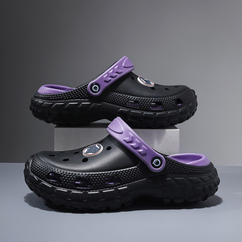 男士洞洞鞋2025休闲时尚潮流紫色