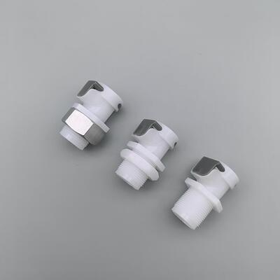 塑胶按键接头CPC大通径穿板宝塔母座液冷水冷配件带截止阀