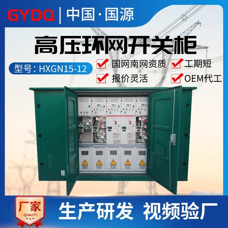 国源高压环网柜HXGN15-12固定式充气柜10KV开关柜六氟化硫开闭所