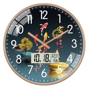 家用客厅挂钟餐厅挂墙静音石英钟 14英寸35CM 创意简约钟表个性