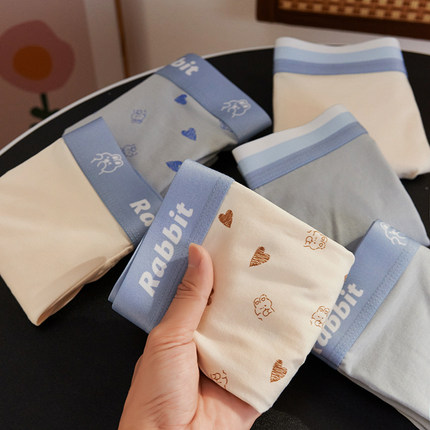 男士内裤男款莫代尔棉透气7A抗菌裆潮流印花可爱兔子平角四角短裤