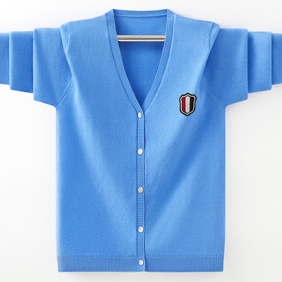 男童毛衣开衫春秋薄款2023新款儿童纯棉针织衫中大童空调衫外套潮