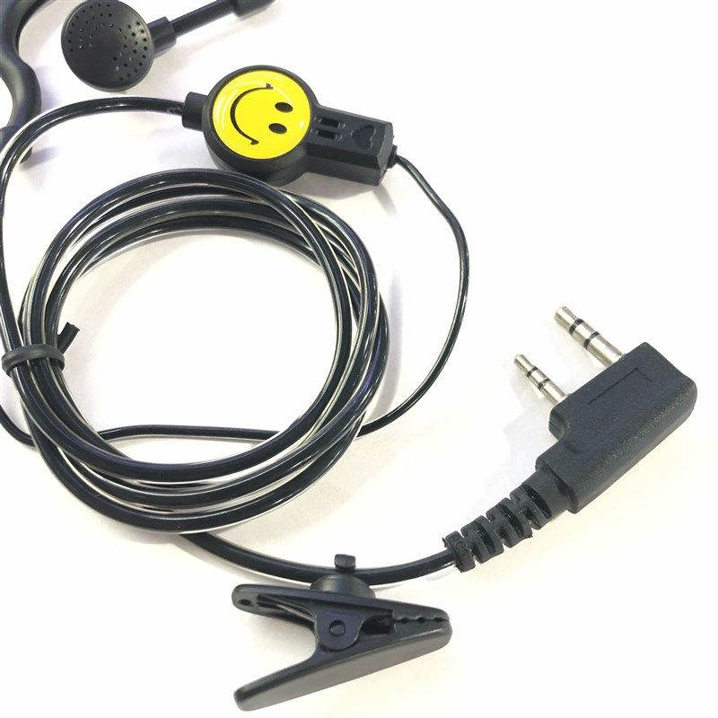 拍二发三对讲机耳机透明大耳挂麦塞入耳式电话手台通用K头笑脸