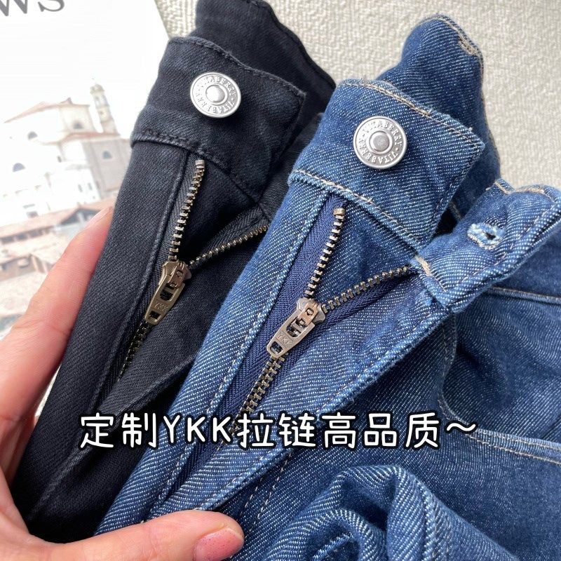 刚需~加绒9分直筒裤高腰弹力大修身显腿直牛仔裤女2024秋冬保暖款