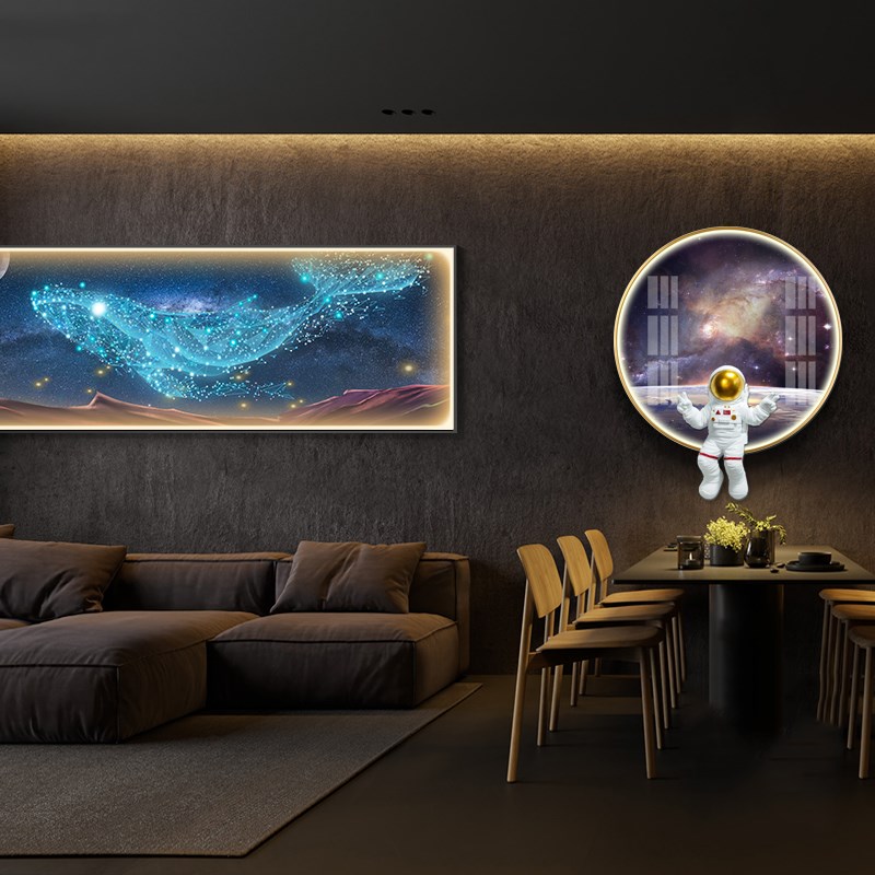 LED灯入户玄关装饰画立体宇航员晶瓷壁画客厅沙发背景墙晶瓷挂画图片