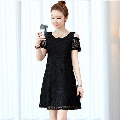 白色蕾丝连衣裙短款气质名媛高级感显瘦小个子大码女装a字裙夏季