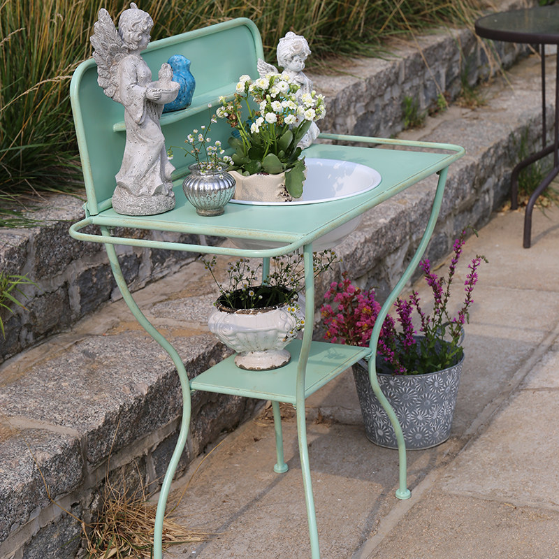 岛拉田园铁艺花架花盆架园艺庭院阳台置物架收纳架带盆立架装饰架