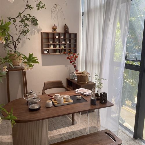 北美黑胡桃木阳台移动小型茶桌茶台桌新中式实木茶几迷你休闲家用