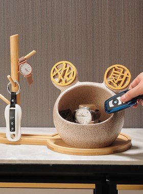 玄关放钥匙收纳家居摆件创意家居客厅入户进门口鞋柜新中式装饰品