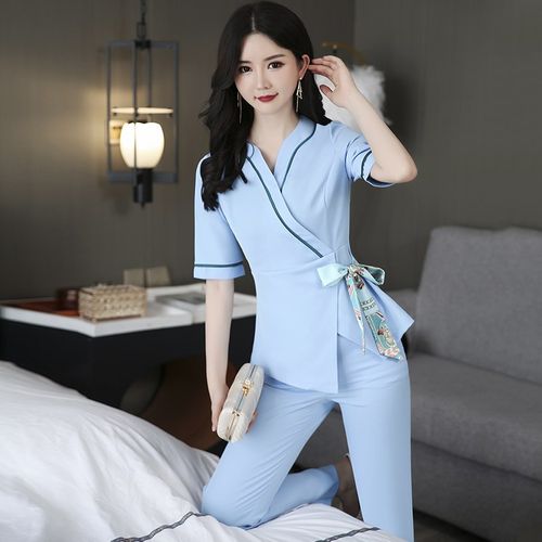 美容院工作服女气质高端美容师养生馆采耳足疗店足浴技师工衣套装