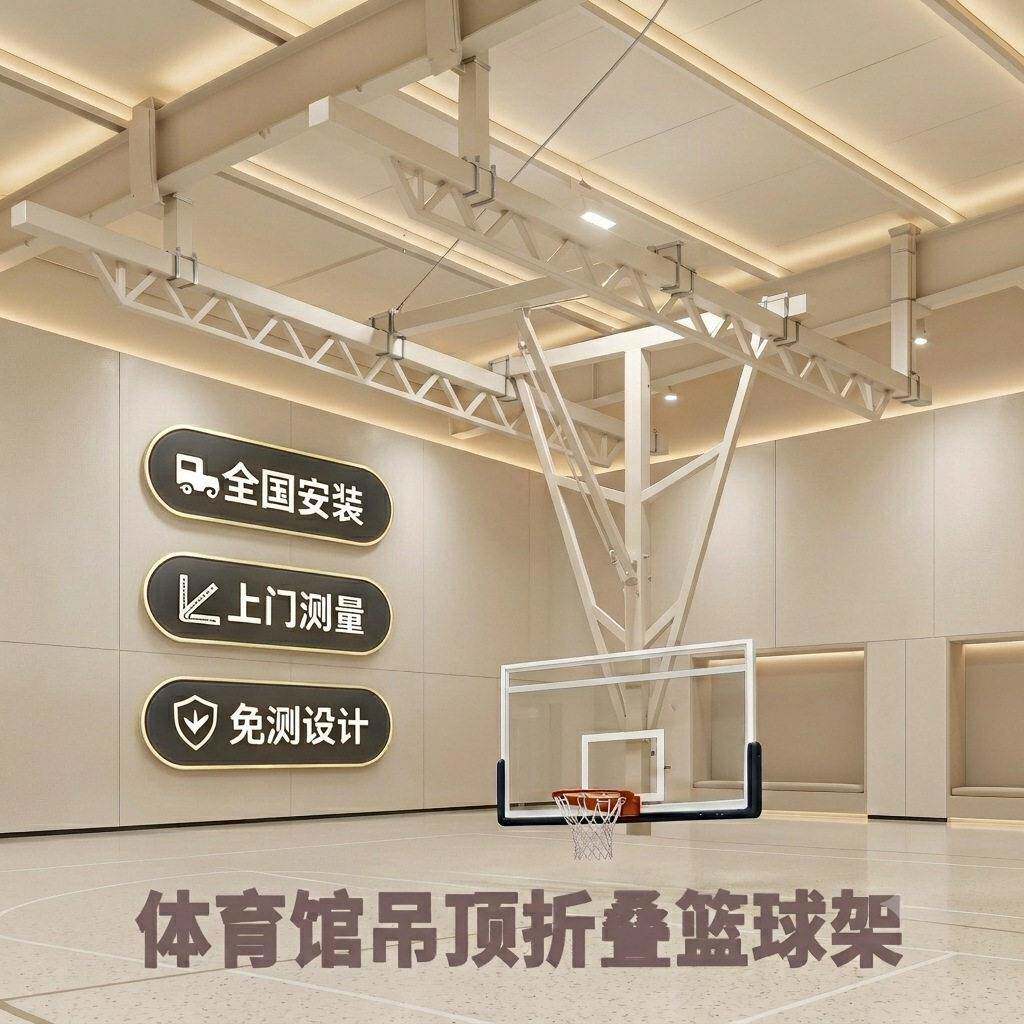 悬空篮球架室内体育场馆吊顶遥控电动折叠篮球框壁挂式升降篮球板