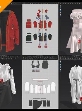MD素材CLO3D 近79套服装源文工程件素材模型Marvelous Designer