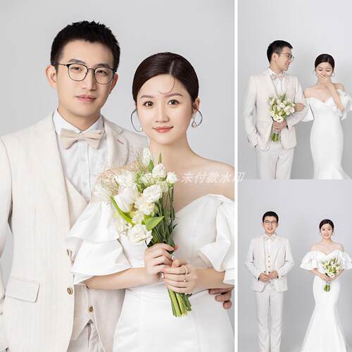 新款影楼展会情侣婚纱照放大样片室内光影单色婚纱照样片客片z340