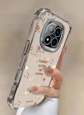 适用红米Note14Pro+手机壳新款13R满屏碎花叶Note12Pro小清新时尚note11硅胶保护套9 4G电镀四角防摔壳