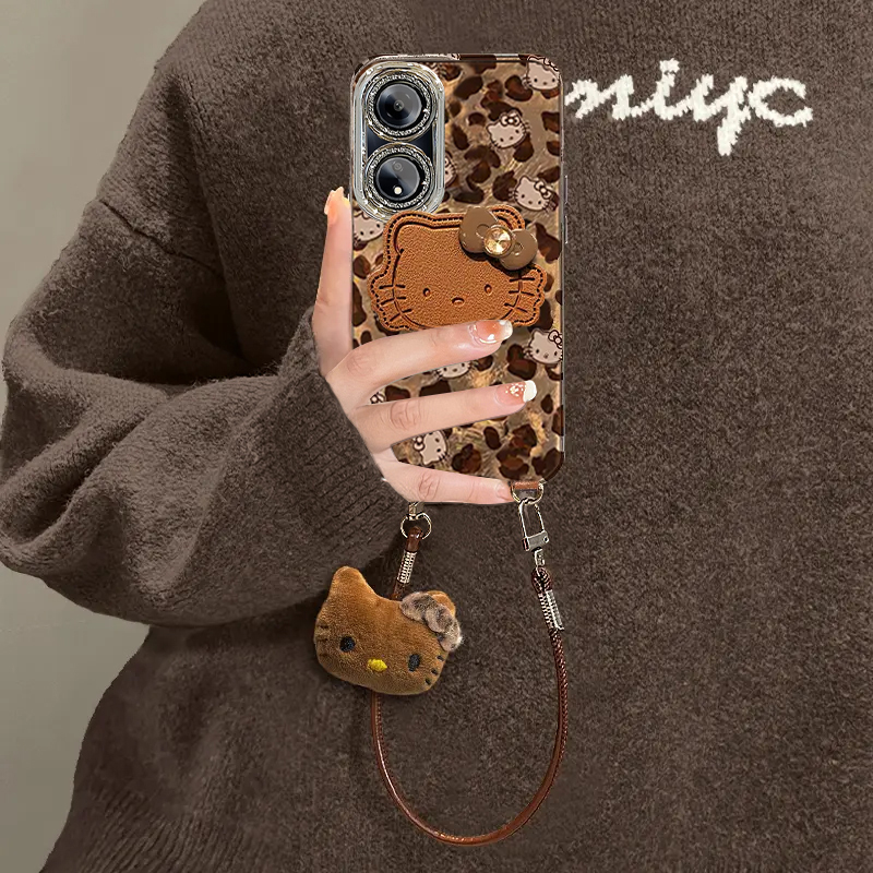 适用OPPOA系列豹纹KT猫支架外壳