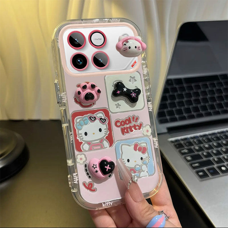 适用荣耀WIN手机壳新款卡通创意可爱立体公仔耳机KT猫荣耀WINRT透明硅胶保护套全包防摔外壳镜面支架