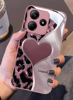 适用豹纹爱心红米note14pro+手机壳13女ins风12R爆款11T新款10防摔9保护套redmi金属漆turbo4玻璃专用极速版