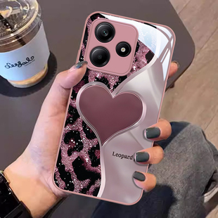 适用豹纹爱心红米note14pro+手机壳13女ins风12R爆款11T新款10防摔9保护套redmi金属漆turbo4玻璃专用极速版