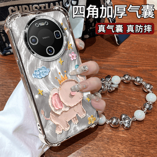 适用华为Mate80手机壳新款卡通彩绘时尚油画小象80Pro电镀硅胶保护套Mate80Promax四角防摔外壳带挂绳