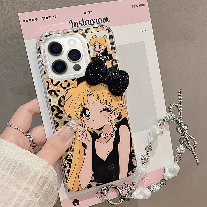 适用苹果系列豹纹美少女手机壳
