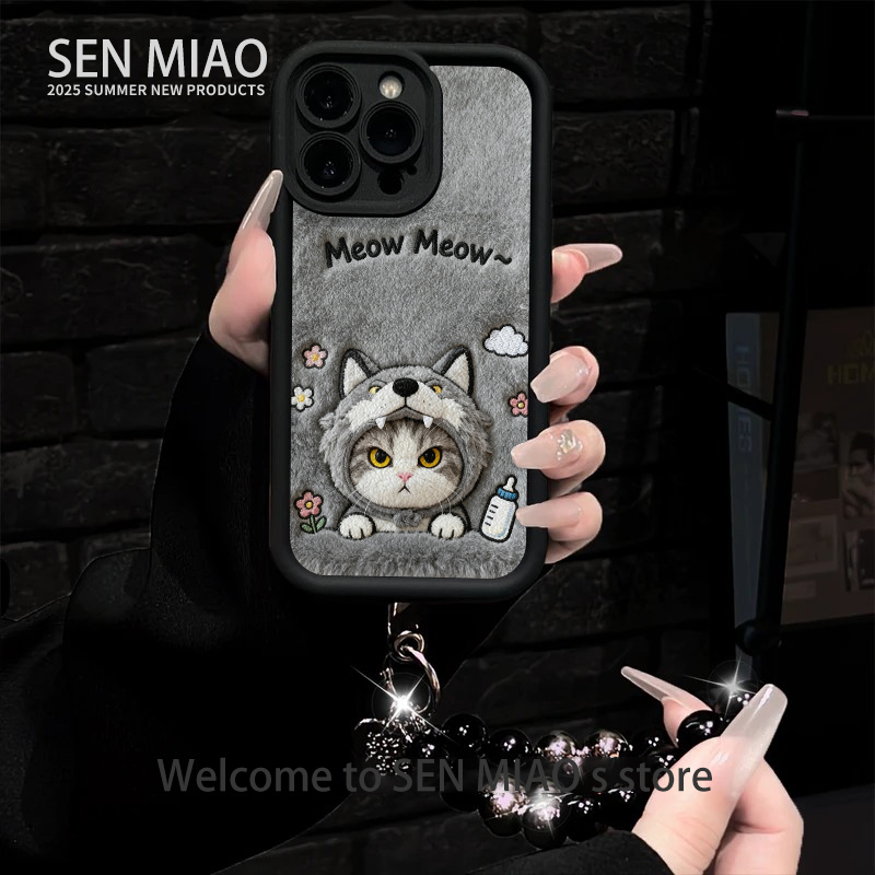 适用苹果系列披着狼皮的猫手机壳