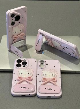 适用苹果16ProMax手机壳15lus新款14创意iPhone13卡通12蝴蝶KT猫11立体公仔xs保护套7/8Plus防摔硬壳