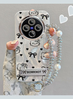 适用vivoX200Promini手机壳X100Ultra新款X90Pro+蝴蝶结KT猫X90S颜值X80女X70t精孔羽纱X60简约X50Pro创意