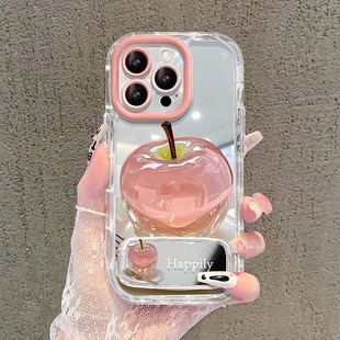 适用苹果16E水晶苹果手机壳iPhone15promax爆款14plus带支架13mini专用12少女11防摔8保护套7全包xsmax新款外