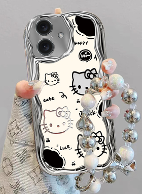 适用苹果16手机壳iPhone15Pro电镀ip14奶油纹13全包12硅胶11凯蒂猫Xsmax防摔8plus卡通6s保护套7p软壳SE2新款