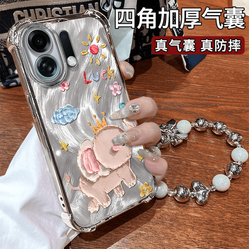 适用OPPOK系列油画小象手机壳