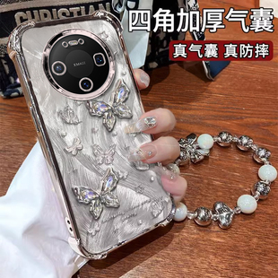 适用华为Mate80手机壳新款卡通奢华潮流闪钻蝴蝶80Pro电镀硅胶保护套Mate80ProMax四角防摔全包外壳带挂绳