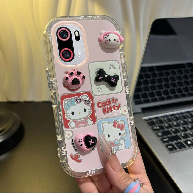 适用一加Ace6手机壳新款卡通立体公仔可爱耳机KT猫PLQ110网红硅胶保护套全包防摔外壳镜面支架