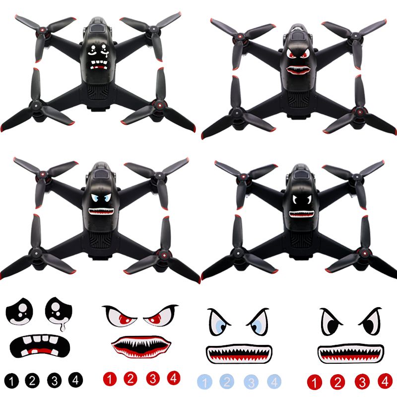 StartFly适用于DJI大疆御air2S/御3/mini3/3PRO无人机配件鲨鱼表情贴mini4pro表情贴不留胶贴膜配件