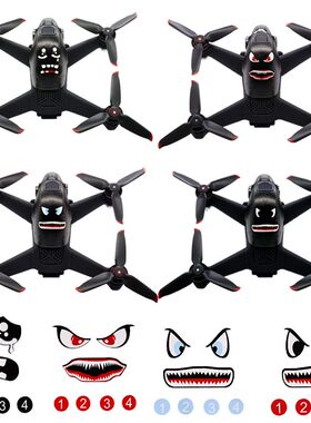 StartFly适用于DJI大疆御air2S/御3/mini3/3PRO无人机配件鲨鱼表情贴mini4pro表情贴不留胶贴膜配件