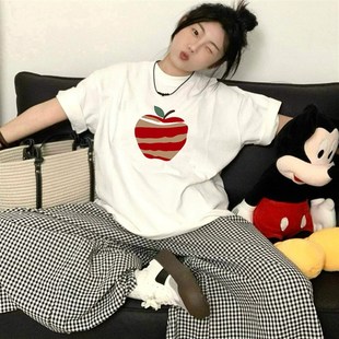 半袖 夏季 女宽松慵懒风E设计感小众情侣装 美式 上衣百搭 t恤白色短袖