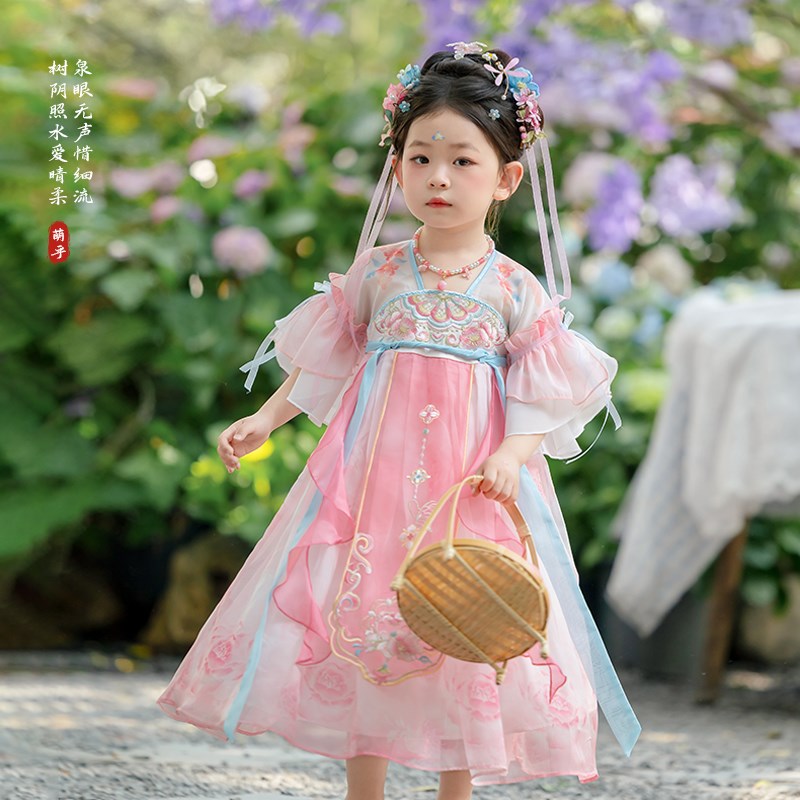 汉服女童夏季2025新款儿童高端国风公主连衣裙女孩薄款仙气礼服裙