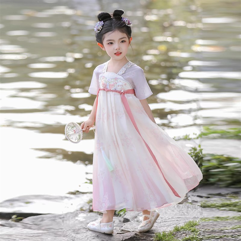 女童汉服2024夏季薄款短袖儿童中国风仙气公主连衣裙古装表演襦裙