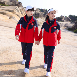 五六年M级男女童班服幼儿园园 中小学生校服秋冬冲锋衣两三件套装