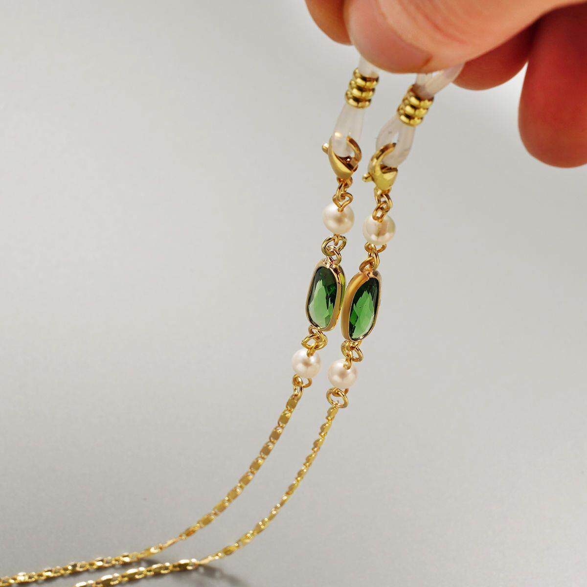 2024年眼镜链天然珍珠切面水晶眼镜挂脖口罩绳眼镜挂链墨镜防滑女