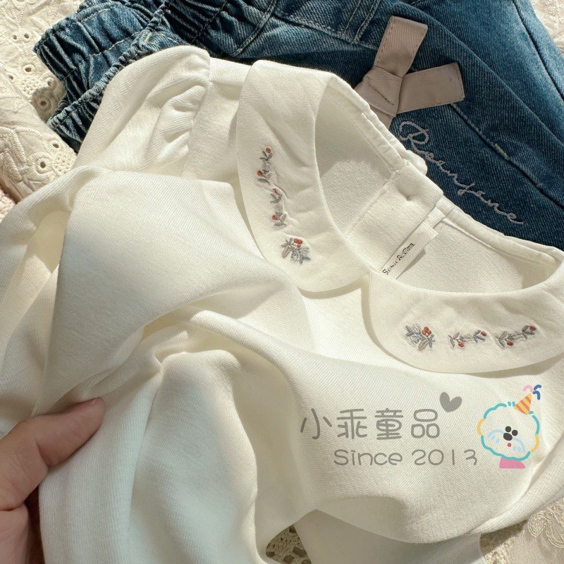 【软弹弹~】韩国女童春秋上衣亲肤柔软弹力翻领百搭纯白打底衫T恤